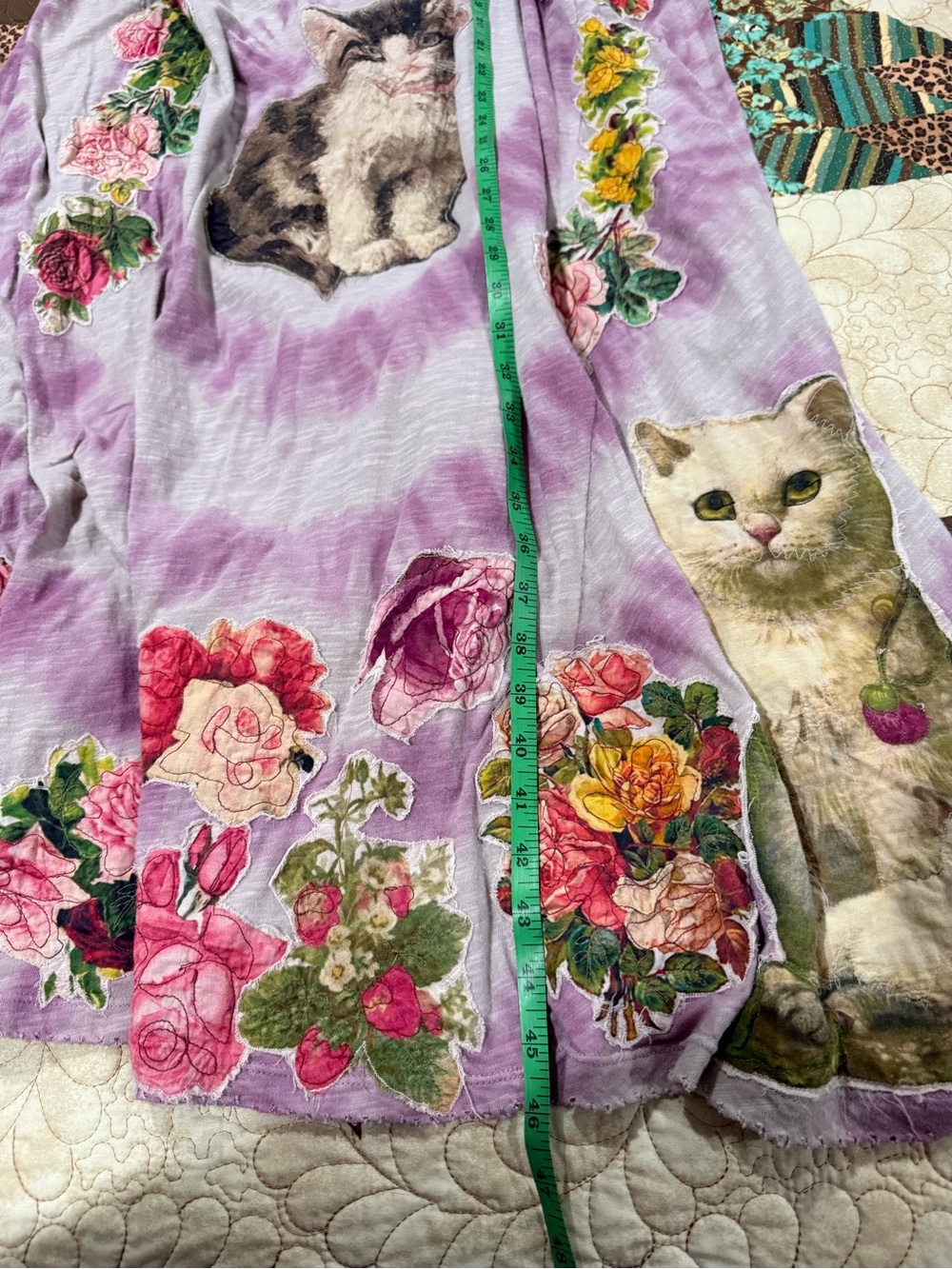 Magnolia Pearl Cat Kitty Jersey Tie Dye Applique Tee Shirt Dress Juniper - Picture 10 of 10